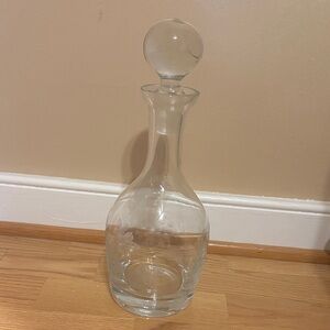 Clear Glass Decanter with Etched Floral Detail